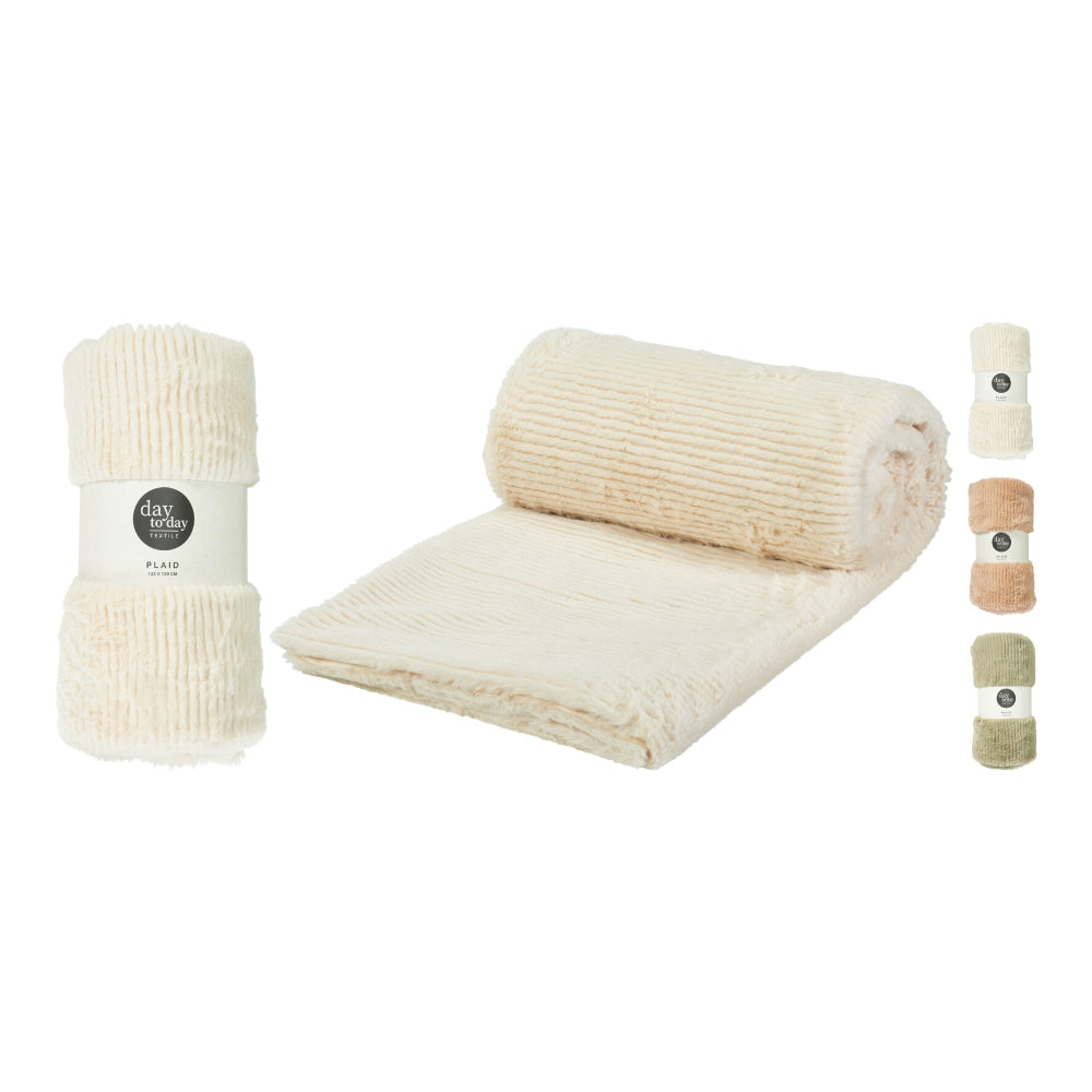 Super Soft Ribbed Plush Throw Blanket | 125 x 150cm, Assorted Colours