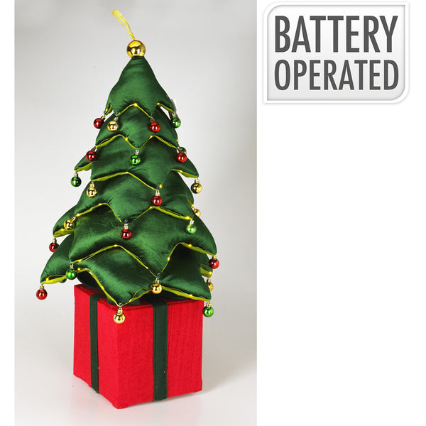 Christmas Plush Christmas Tree | Battery Operated, Warm LED, 115cm