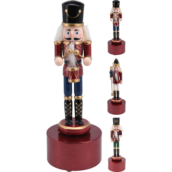 Christmas Drummer Nutcracker Music Box | Hand-Painted, Gold Accents, 22 cm