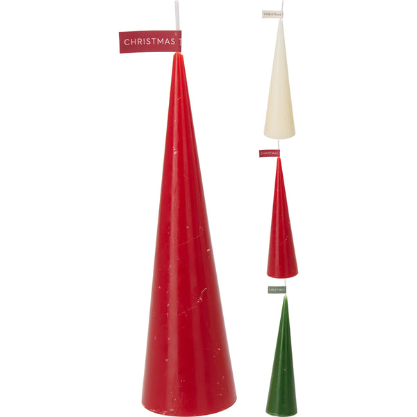 Christmas Tree Candle | 5 x 20cm, Tapered Cone, Assorted Colours