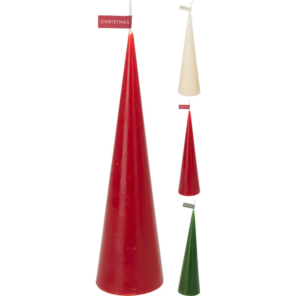 Christmas Tree Shaped Taper Candle | 6 x 25cm, assorted colours, glossy finish