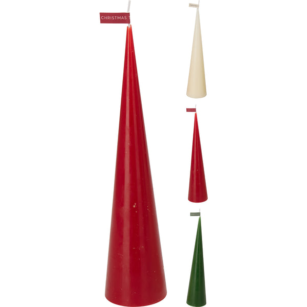 Christmas Tapered Christmas Tree Candle | 7 x 31cm, Assorted Colours, Glossy
