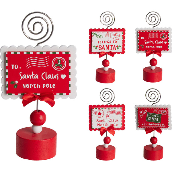 Christmas Letters to Santa Envelope Name Card Holder | Spiral Clip, 14cm