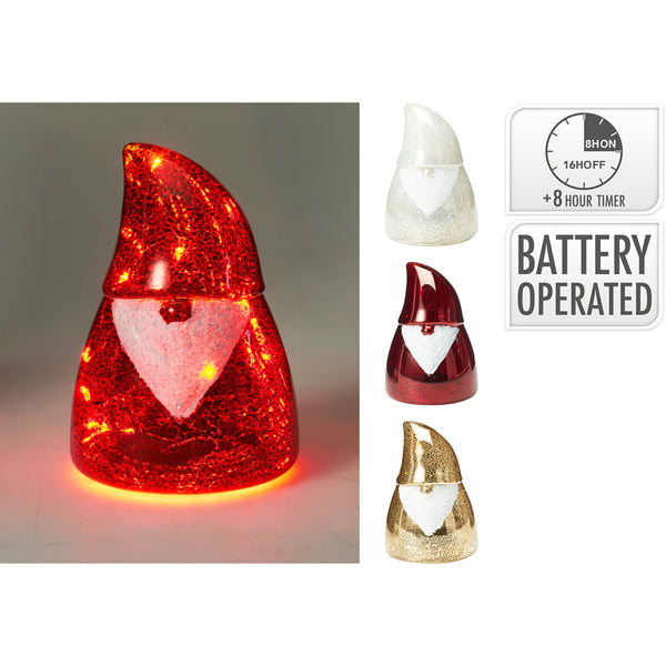 Christmas Santa LED Tabletop Light | Battery-Operated, 8-Hour Timer, 14cm