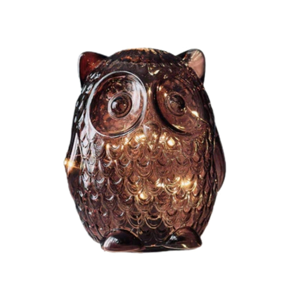 Koopman Coloured Glass LED Owl Lights | 15cm, 8-Hour Timer