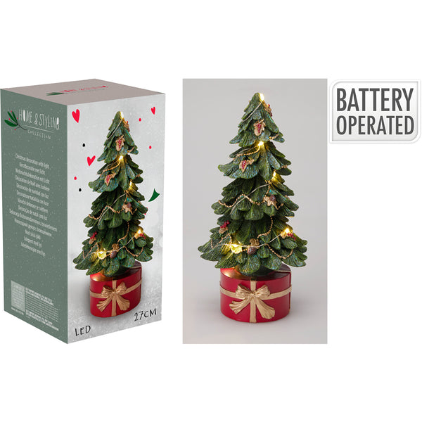Christmas Pre-Lit LED Tabletop Tree | 13 x 27cm, Warm White, Battery Operated