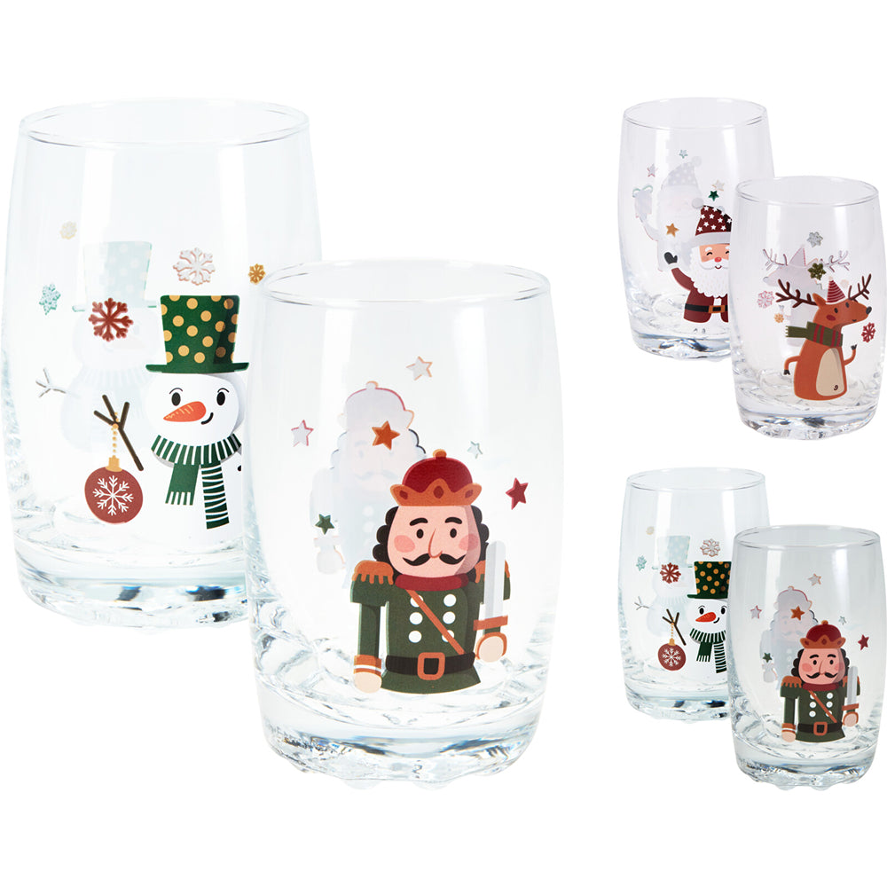Christmas Festive Assorted Drinking Glasses | 300ml, Set of 2 Pieces