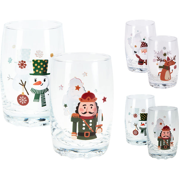 Christmas Festive Assorted Drinking Glasses | 300ml, Set of 2 Pieces