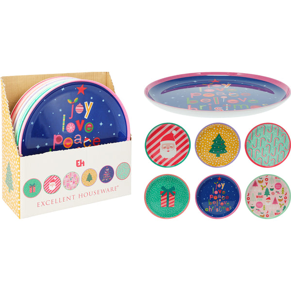 Christmas Brightly Coloured Xmas Plate | 21cm, Assorted Designs, Glossy Finish