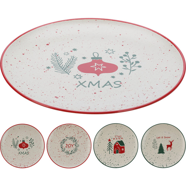 Christmas Stoneware Dinner Plate with Festive Motifs | 26cm, Assorted Designs