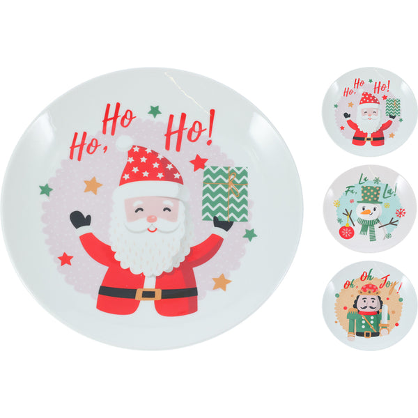 Christmas Festive Round Plate | 3 Assorted Designs, Santa, Snowman, Nutcracker