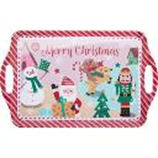 Christmas Serving Tray | 45 x 30cm, Side Handles, Raised Rim