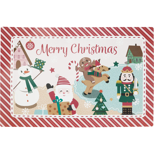 Christmas Merry Christmas Placemat | 43 x 28cm, Red and White Striped Border