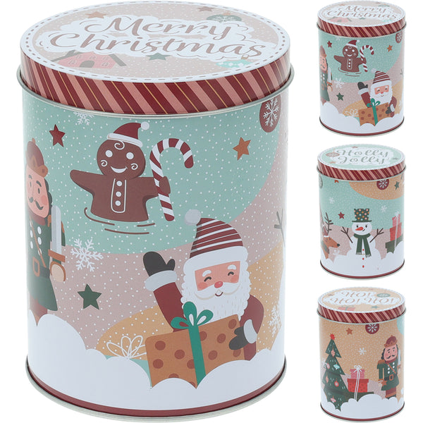 Christmas Merry Christmas Round Tin | 10 x 14cm, Removable Lid, Assorted Designs