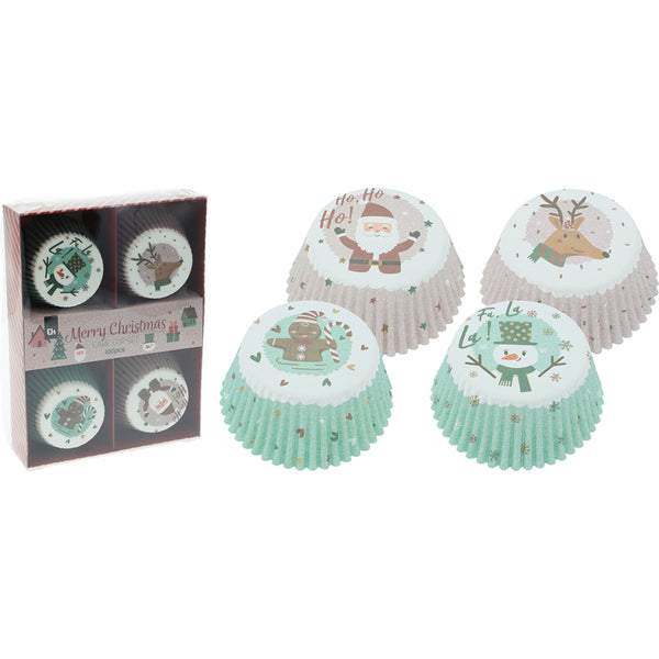 Christmas Festive Pastel Cupcake Cases | Pack of 100, Mint Green & Soft Pink