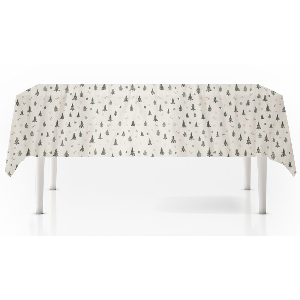 Christmas Festive Tablecloth Christmas Tree Motif | 140 x 180cm, Cream