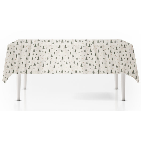 Christmas Festive Tablecloth Christmas Tree Motif | 140 x 180cm, Cream