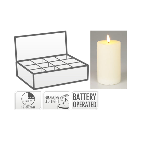Ivory LED Pillar Candle | 7 x 12cm