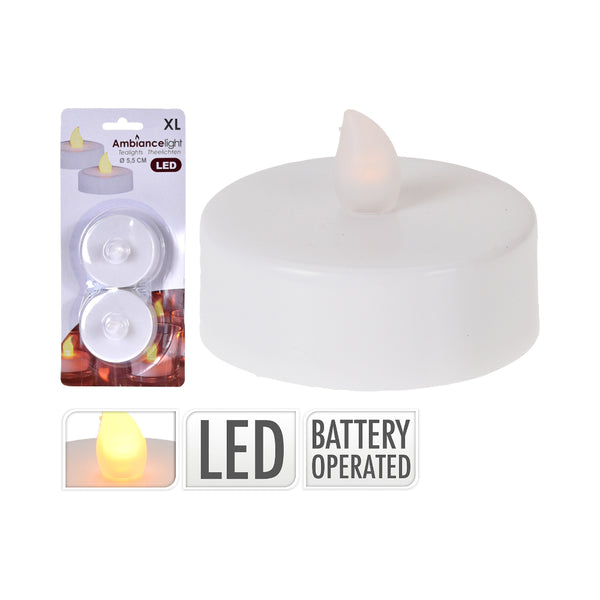 LED Jumbo Tealight Candles | Set of 2, Jumbo Size, Tealight Style