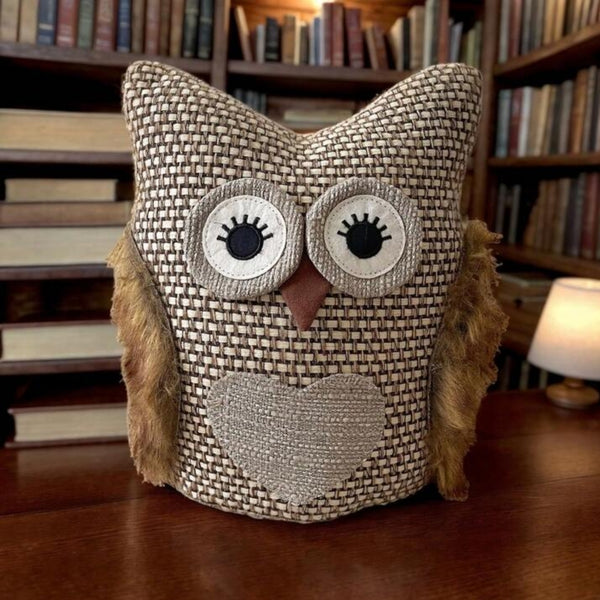 Koopman Whimsical Owl Doorstopper | Textured Fabric
