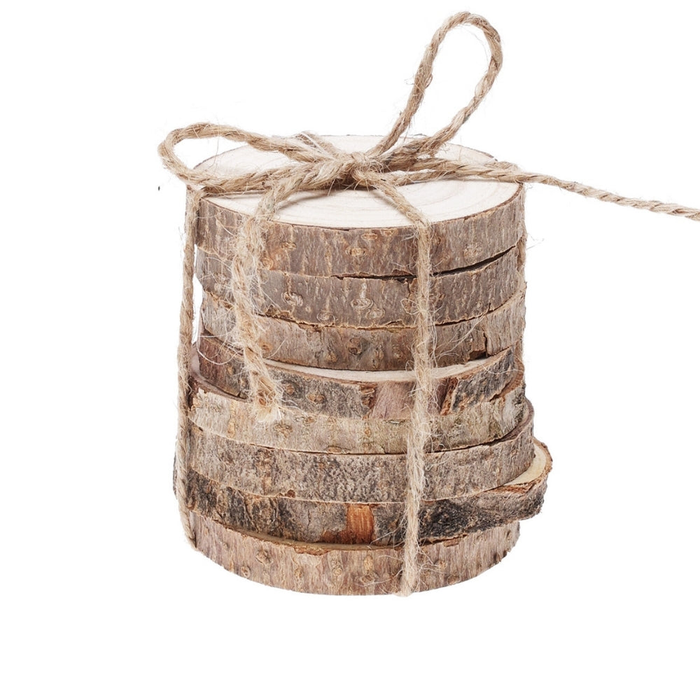 Koopman Bark Wood Coasters | 8cm Set of 8