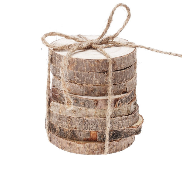 Koopman Bark Wood Coasters | 8cm Set of 8