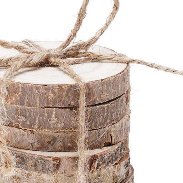 Koopman Bark Wood Coasters | 8cm Set of 8