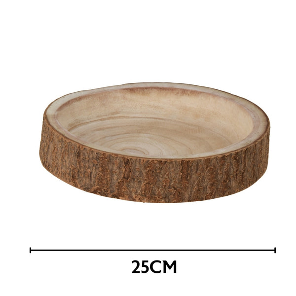 Koopman Rustic Wood Bark Tray | 25cm