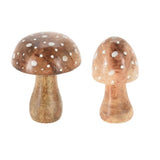Koopman Wood Mushroom Figurines | 7x10cm | Set of 6