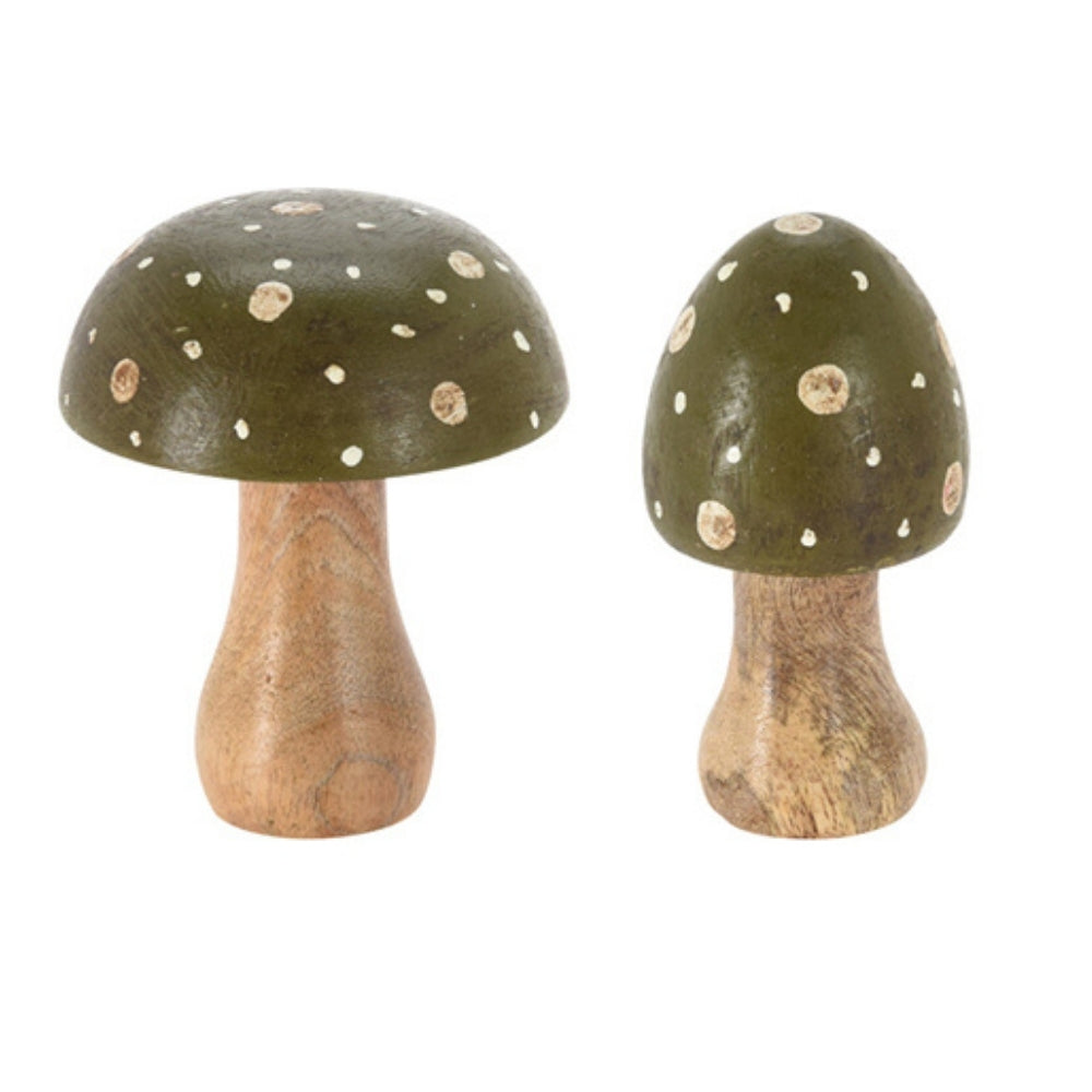 Koopman Wood Mushroom Figurines | 7x10cm | Set of 6