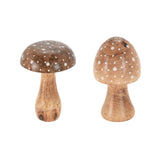 Koopman Wood Mushroom Figurines | 9x15cm