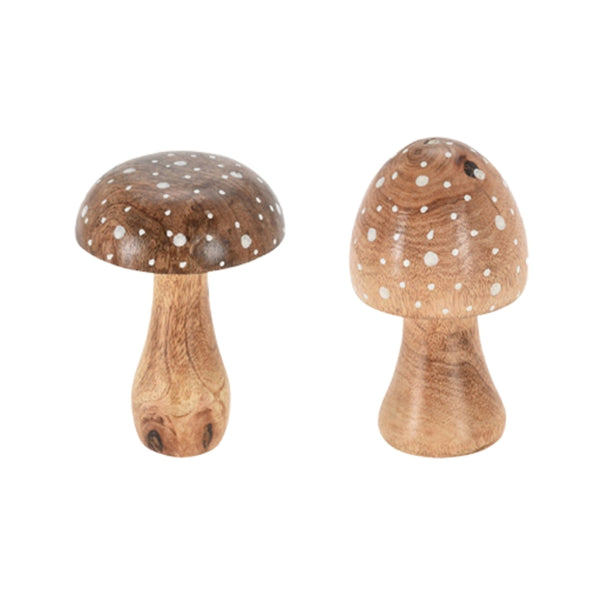 Koopman Wood Mushroom Figurines | 9x15cm