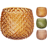 Glass Tealight Holder | 10cm Acorn Patterned Design