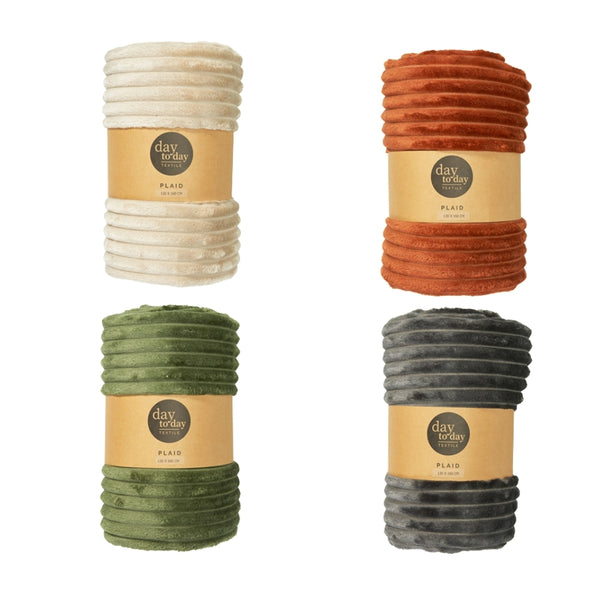 Koopman Chunky Rib Throw | 160x130cm Assorted Earthy Tones