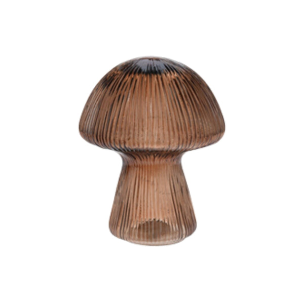 Koopman Ribbed Glass LED Mushroom Lamp | Amber, Brown, Green