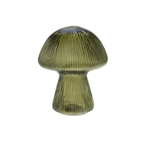 Koopman Ribbed Glass LED Mushroom Lamp | Amber, Brown, Green