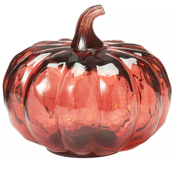 Koopman LED Glass Pumpkin Light | 13cm | Amber & Green