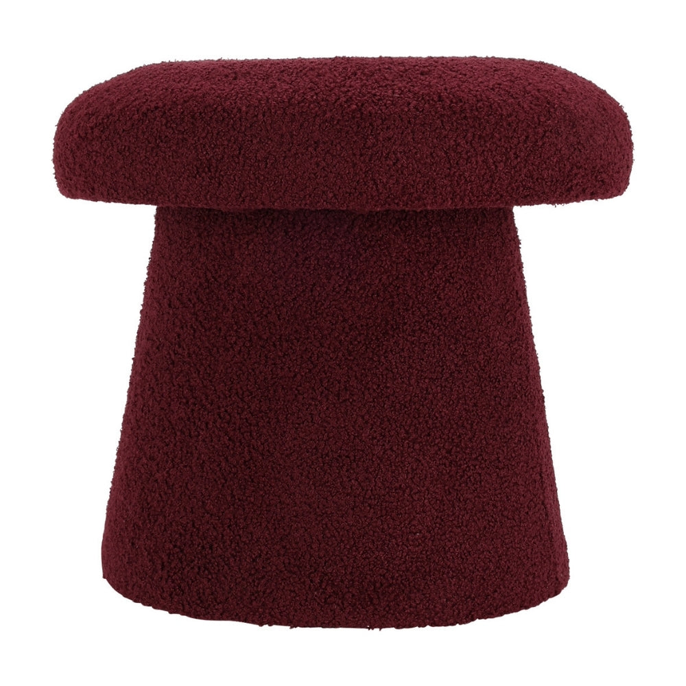 Koopman Mushroom Teddy Stool | Burgundy Bouclé 38cm