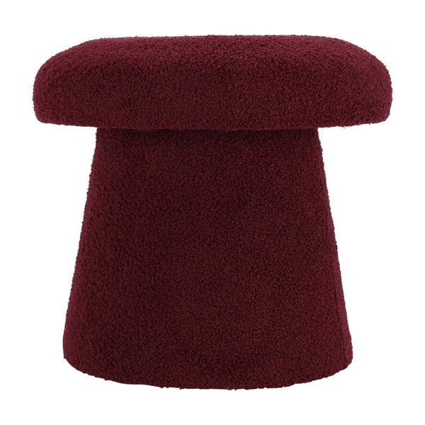 Koopman Mushroom Teddy Stool | Burgundy Bouclé 38cm