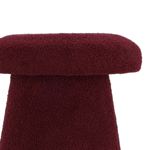 Koopman Mushroom Teddy Stool | Burgundy Bouclé 38cm