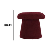 Koopman Mushroom Teddy Stool | Burgundy Bouclé 38cm