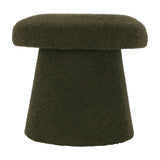 Koopman Olive Mushroom Teddy Stool | 38cm Dark Green Boucle