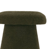 Koopman Olive Mushroom Teddy Stool | 38cm Dark Green Boucle