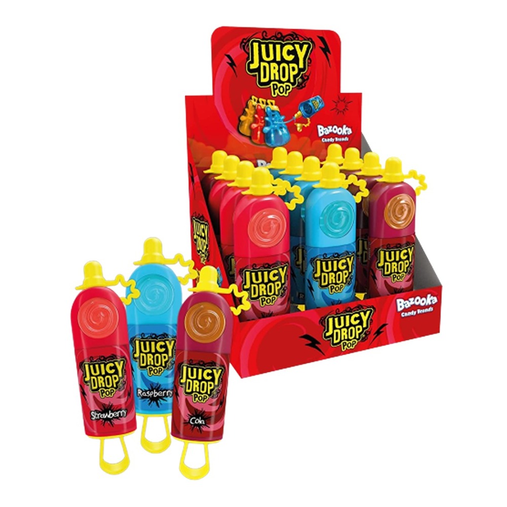 Bazooka Juicy Drop Pop Lollipop Candy - 26g, Assorted Flavours