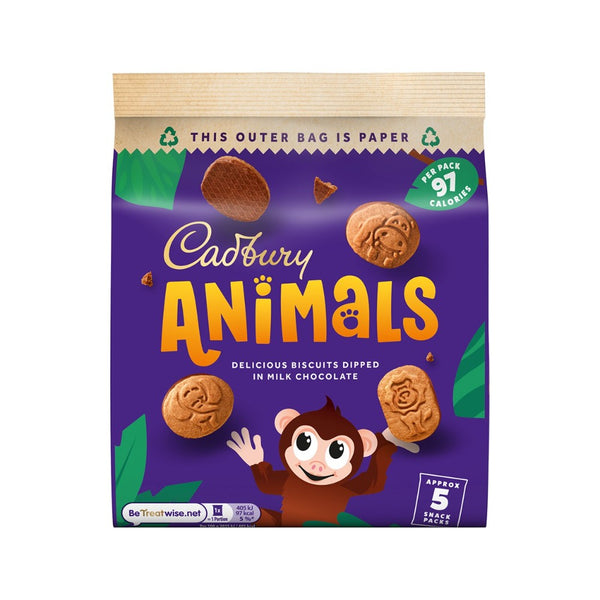 Cadbury's Animals Mini Milk Chocolate-Coated Biscuits | Pack of 5, 100g
