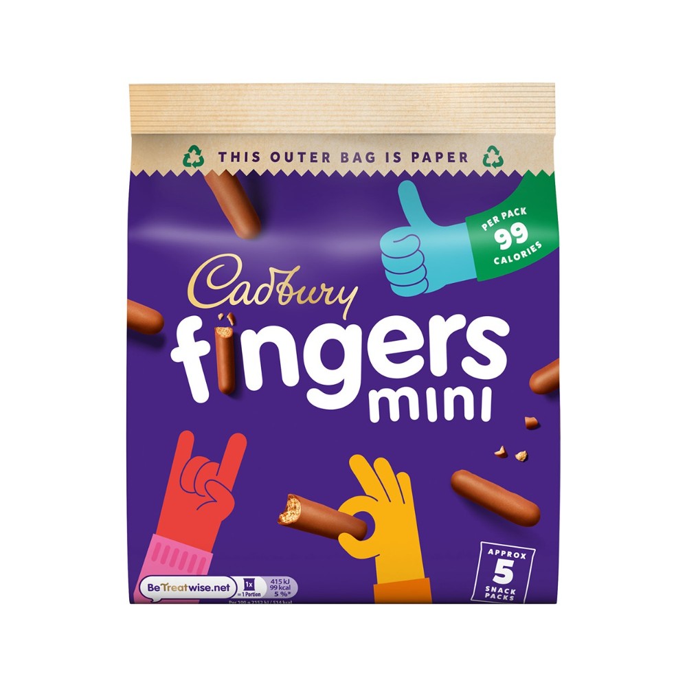 Cadbury's Mini Fingers Chocolate Coated Biscuit Fingers | Pack of 5, 97g