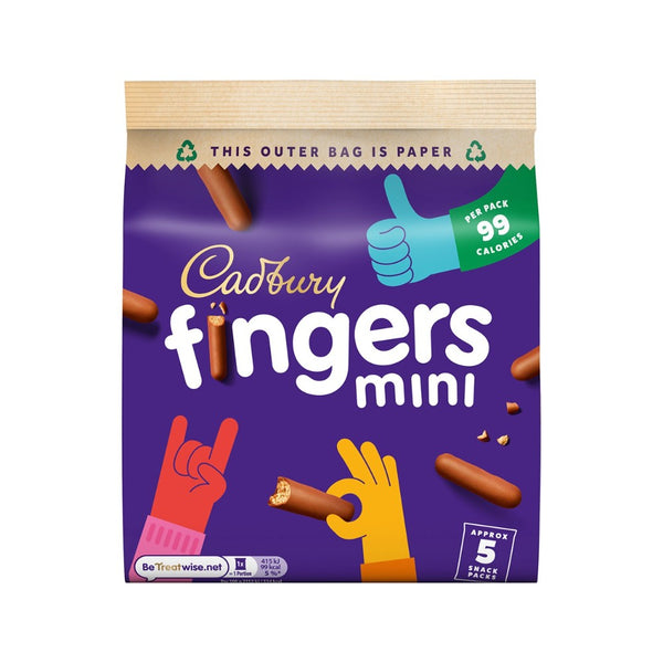 Cadbury's Mini Fingers Chocolate Coated Biscuit Fingers | Pack of 5, 97g