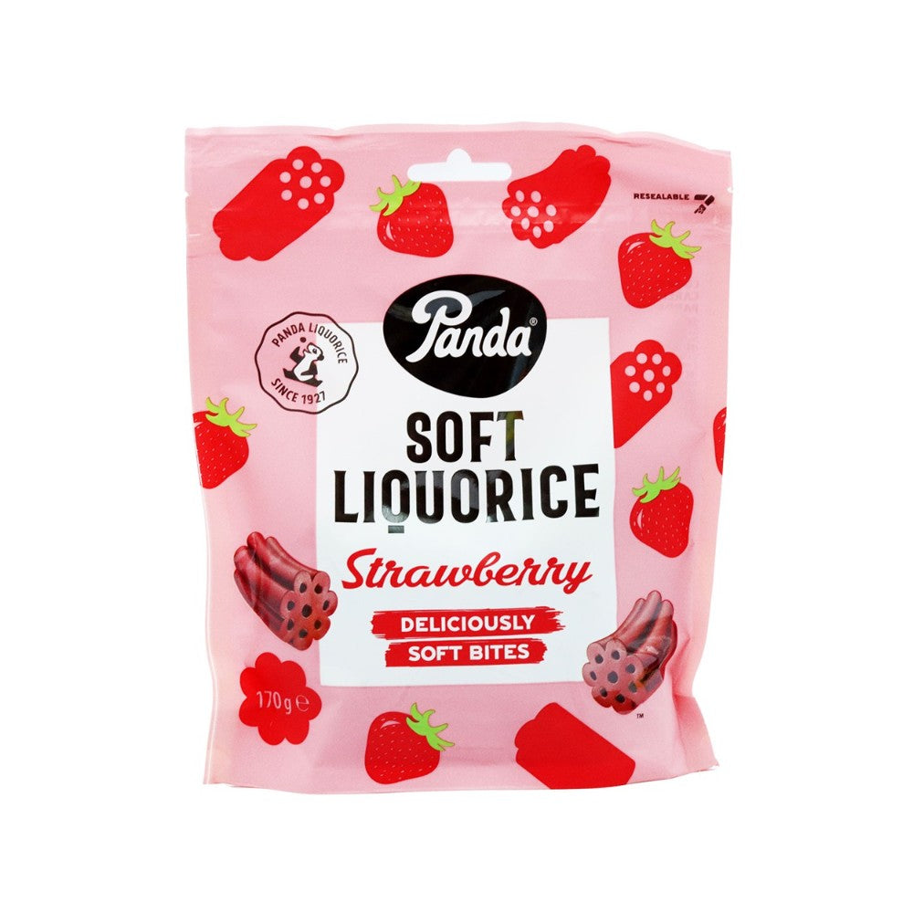 Panda Strawberry Soft Liquorice Sweets | 170g, Resealable Pouch