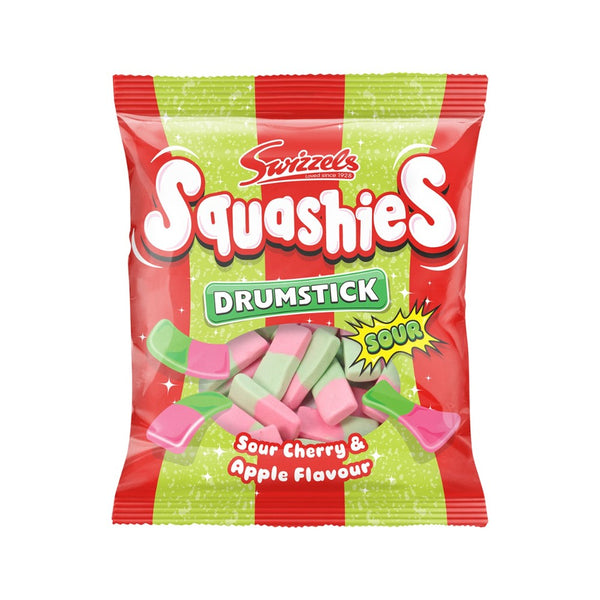Swizzels Squashies Sour Cherry & Apple Chewy Sweets | 140g, Pink & Green Pieces