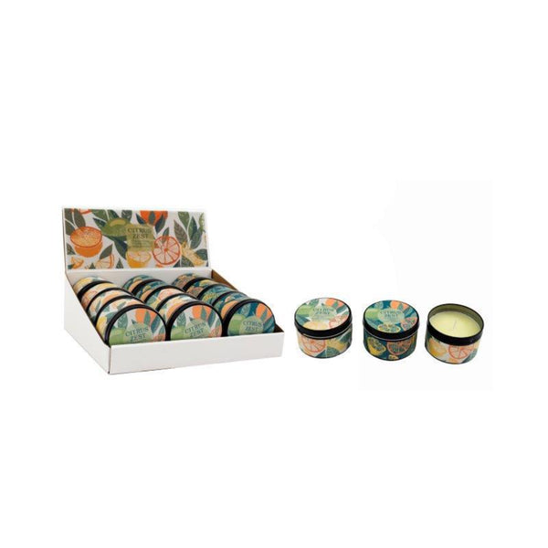 Citrus Zest Scented Metal Tin Candle Home Fragrance | 7.5 x 5cm